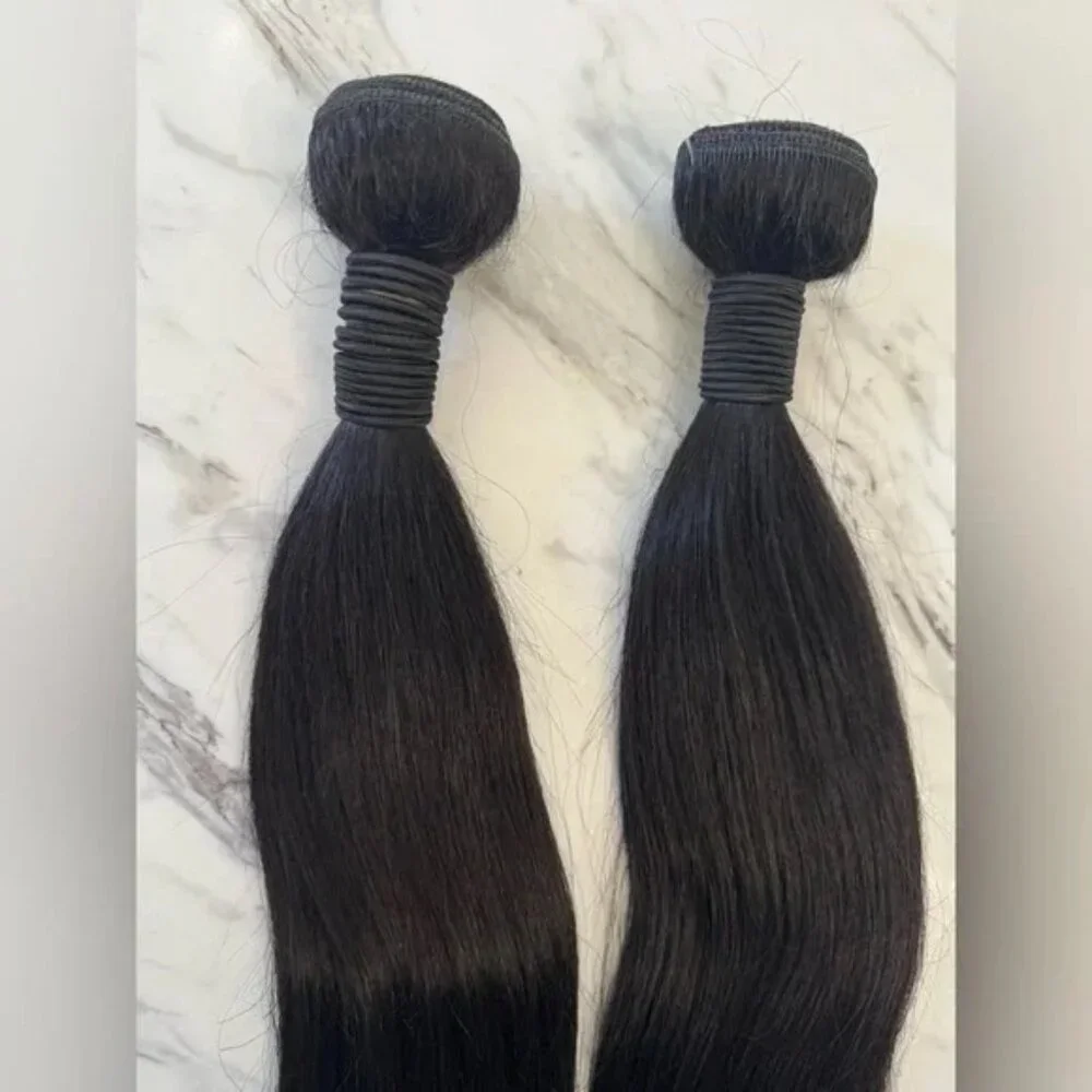 20” Black Human Hair Blend Weft Extensions – Soft Straight Bundles